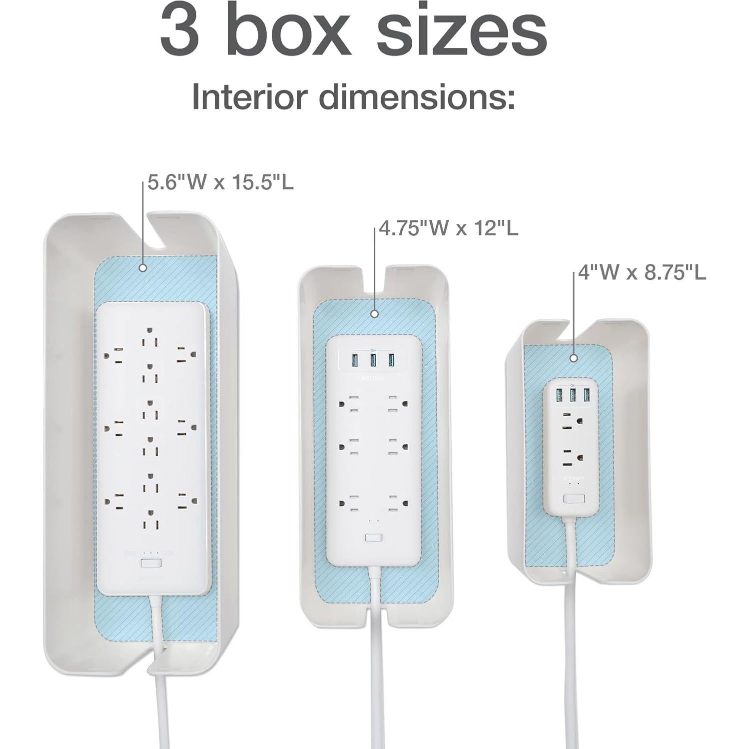 Cajas de Gestión de Cables Oxford - 3 Tamaños, Organizador Blanco