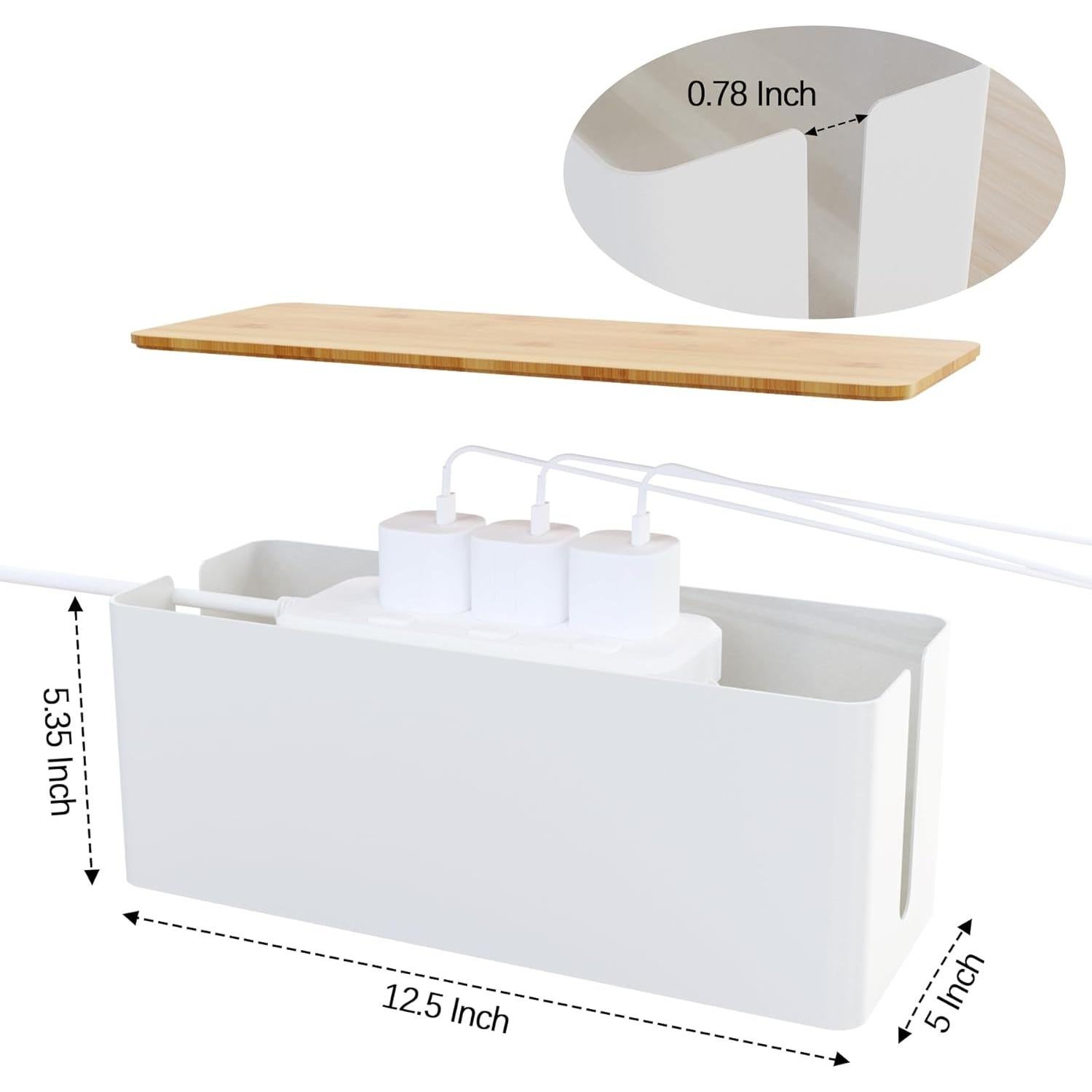 Caja Organizadora de Cables MAXTBEE Grande Estilo Madera 31.75x12.7x13.46cm