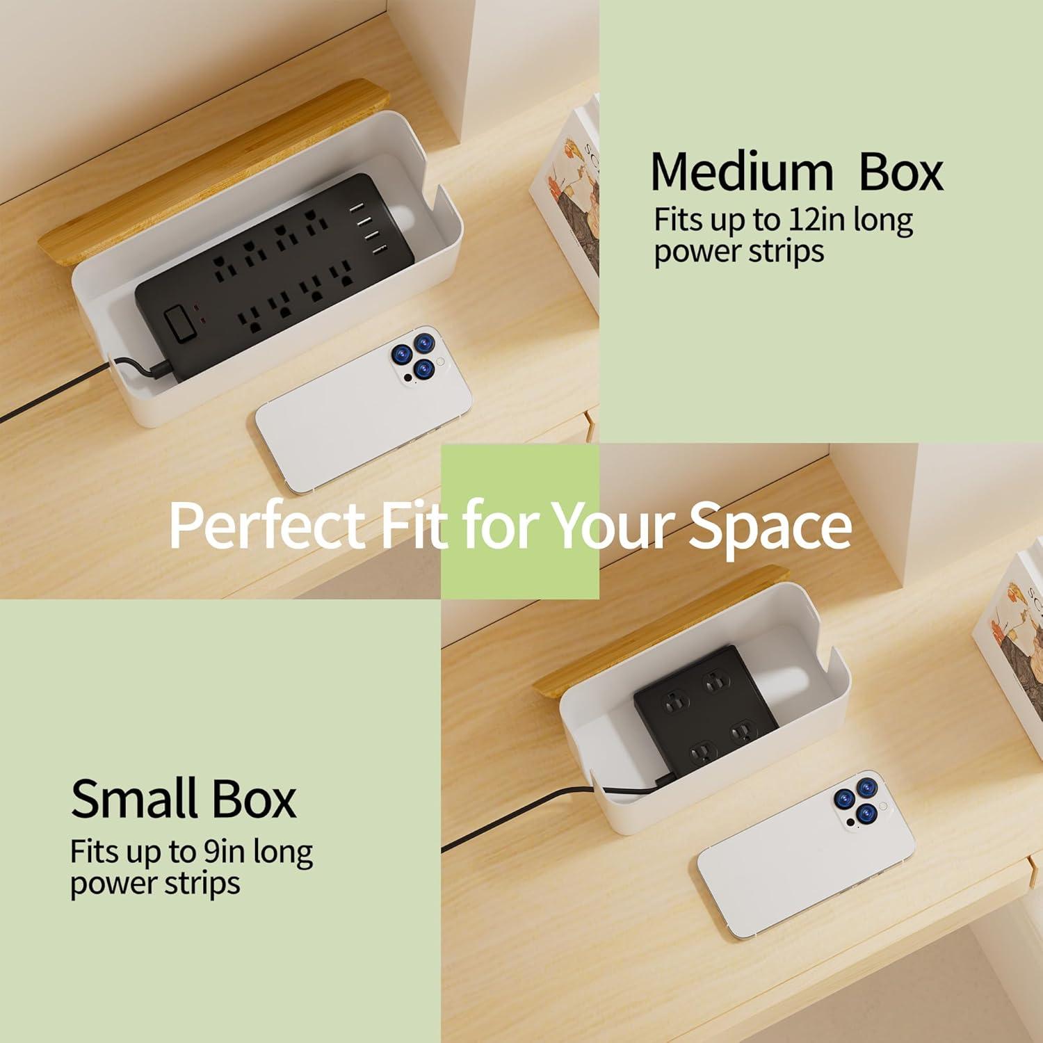 Caja Organizadora de Cables YECAYE - 2 Tamaños, Madera y Plástico