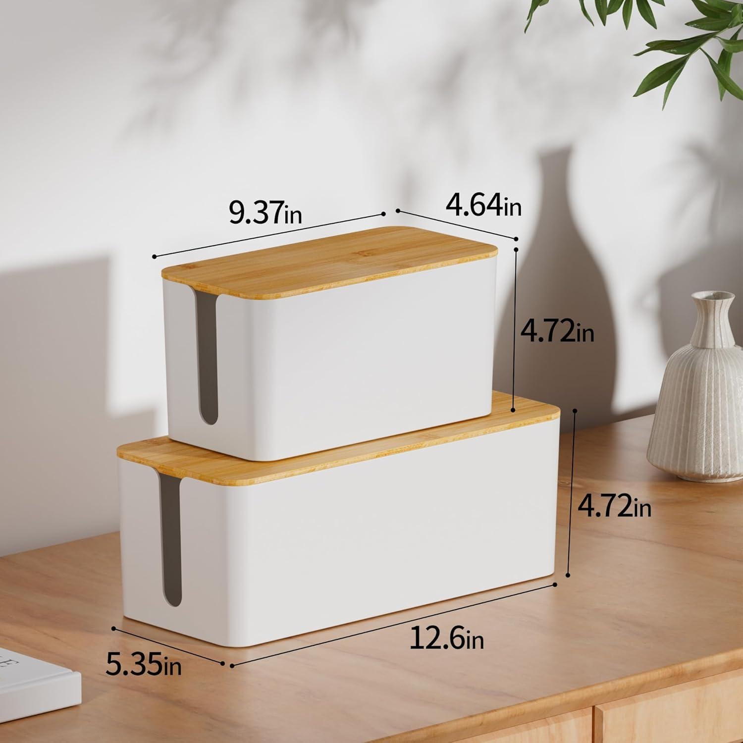 Caja Organizadora de Cables YECAYE - 2 Tamaños, Madera y Plástico