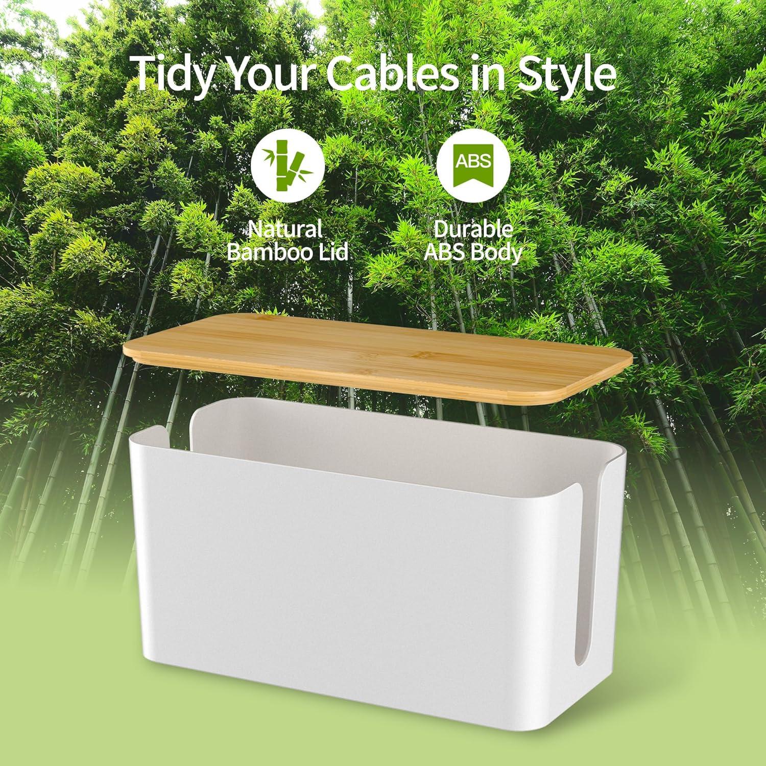 Caja Organizadora de Cables YECAYE - 2 Tamaños, Madera y Plástico