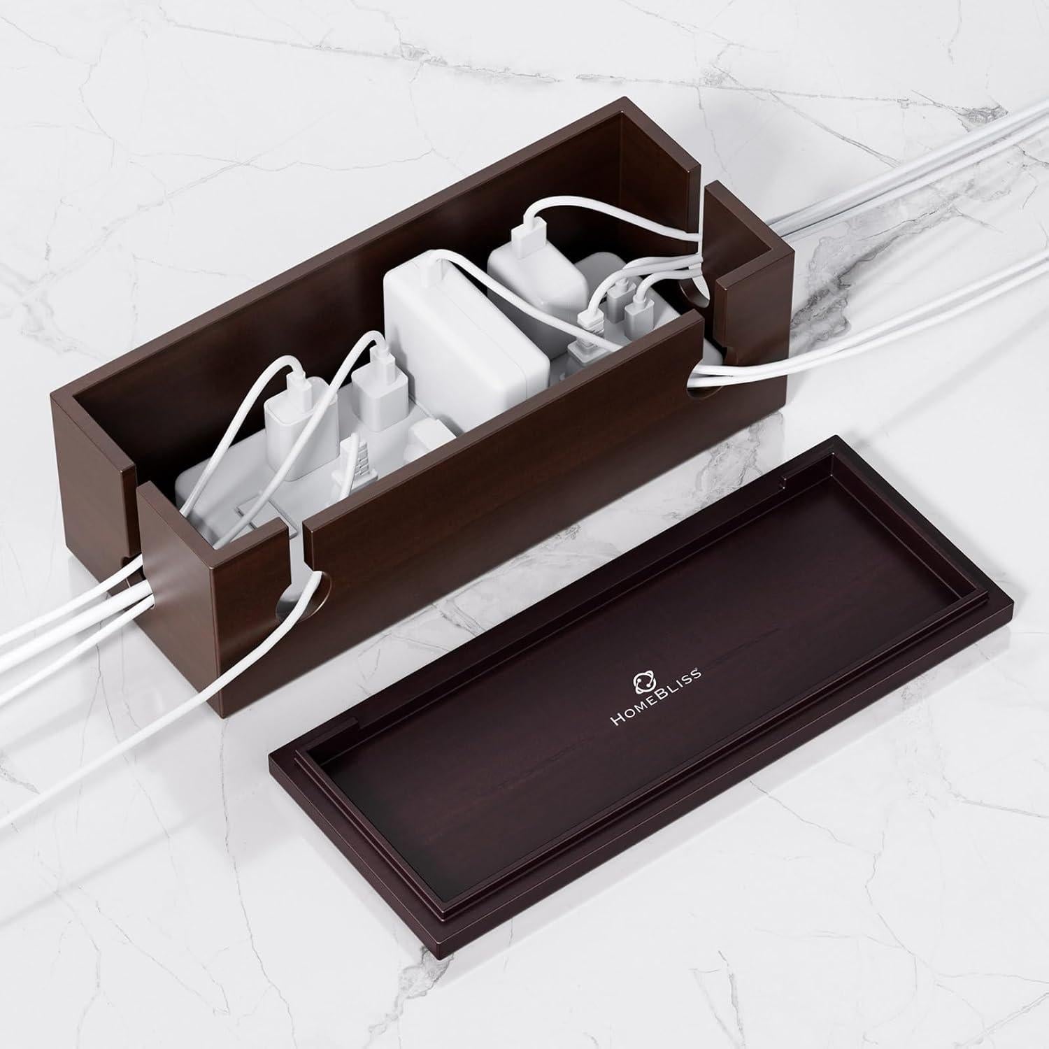 Caja Organizadora de Cables Grande HomeBliss 40x15 cm