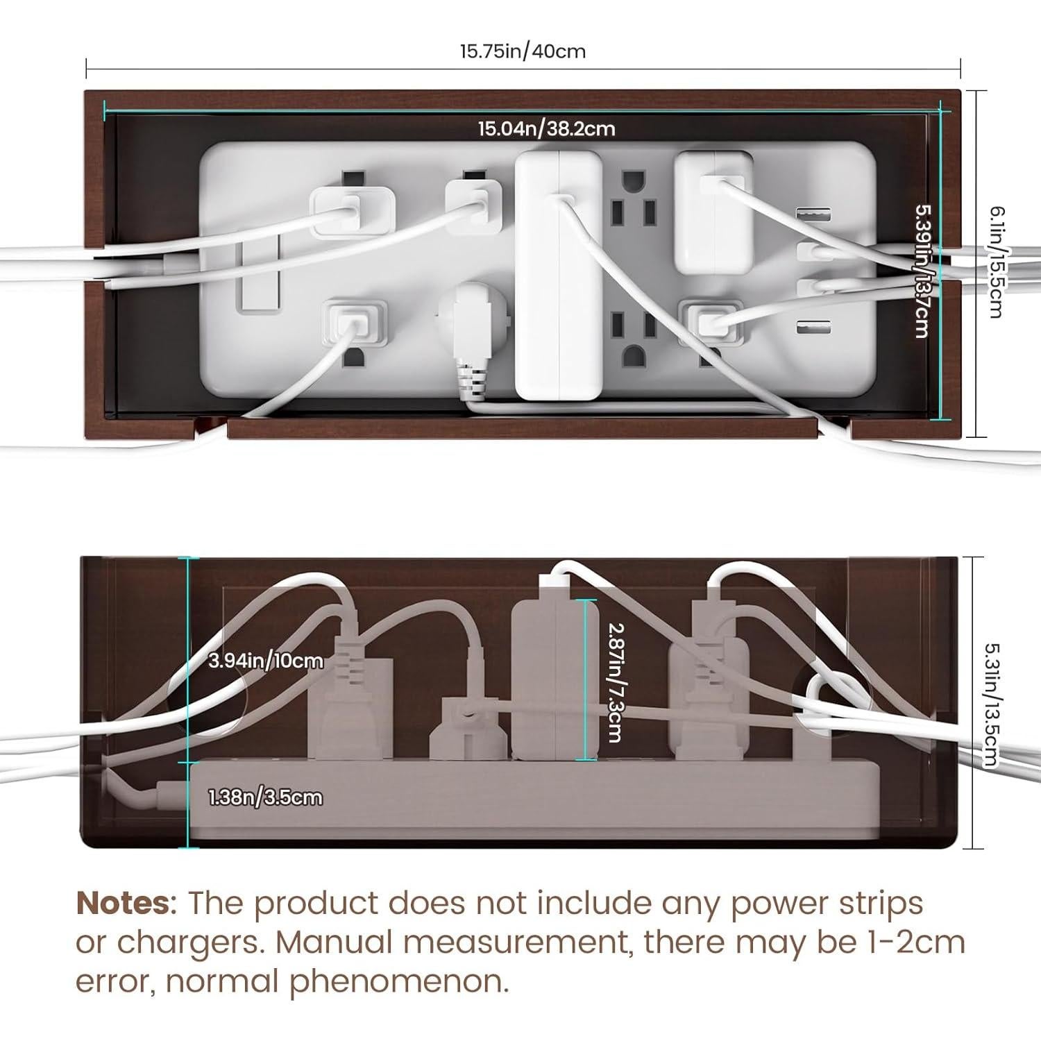 Caja Organizadora de Cables Grande HomeBliss 40x15 cm
