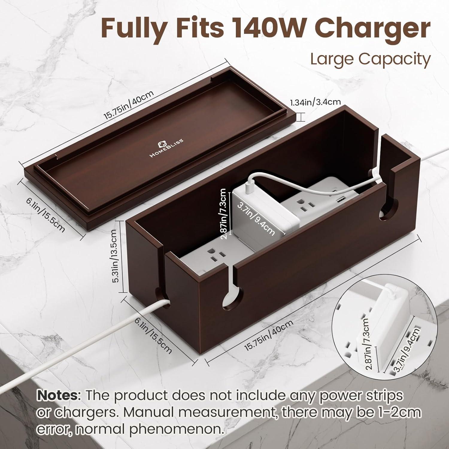 Caja Organizadora de Cables Grande HomeBliss 40x15 cm