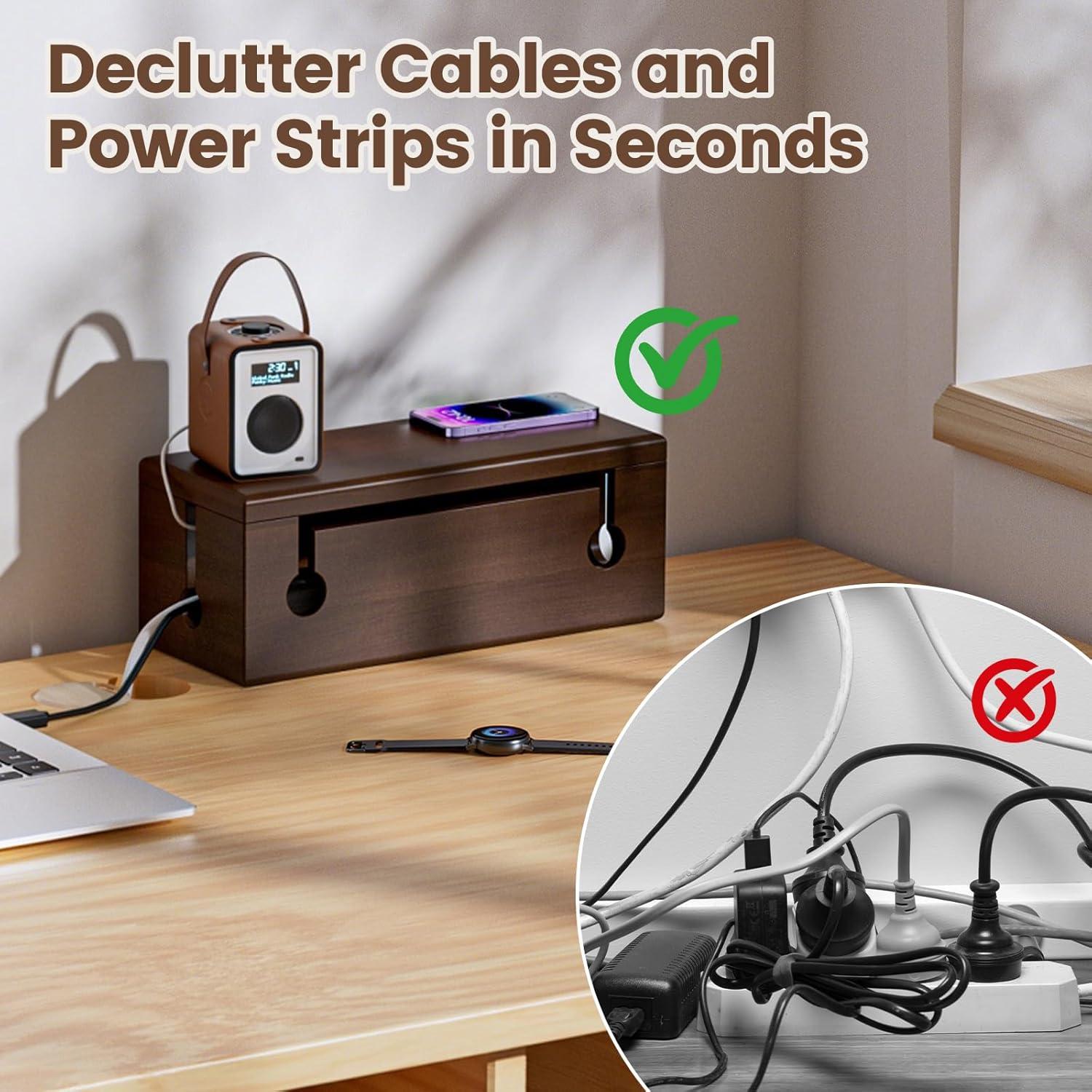 Caja Organizadora de Cables Grande HomeBliss 40x15 cm