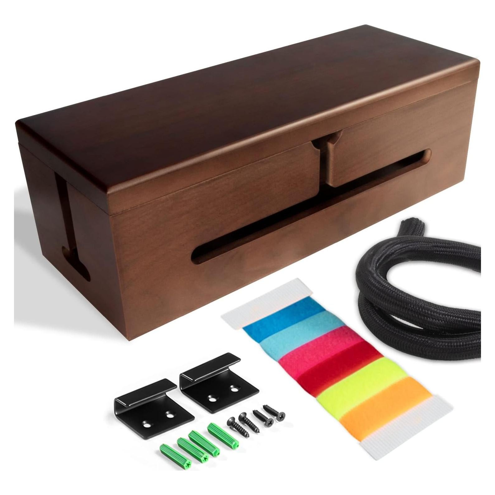 Caja Organizadora de Cables Homebliss Grande Marrón 40x15x13cm