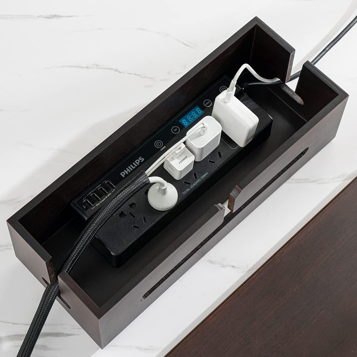 Caja Organizadora de Cables Homebliss Grande Marrón 40x15x13cm