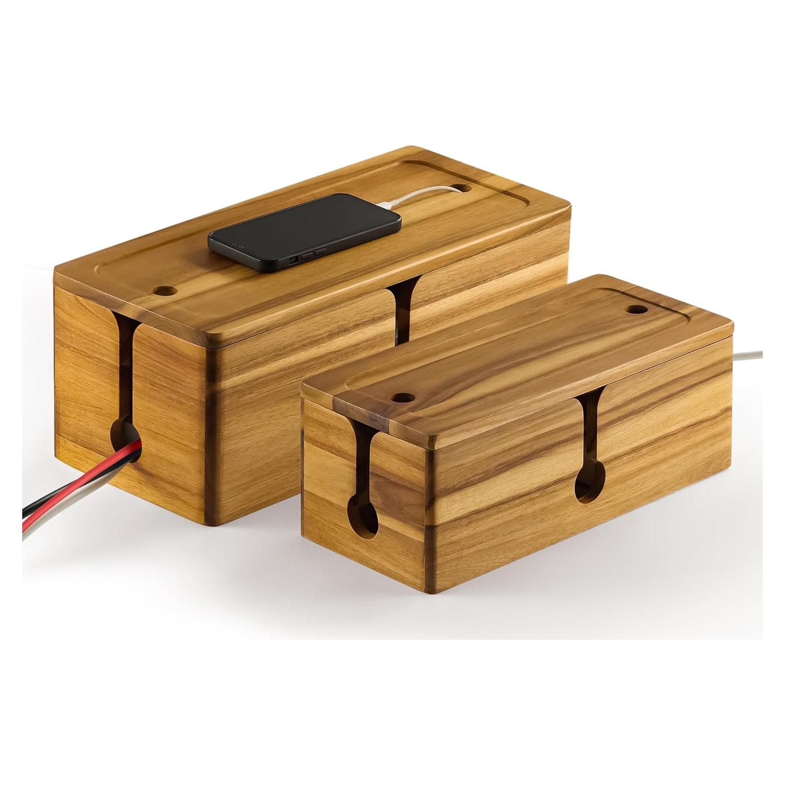 Caja de Gestión de Cables Grande y Mediana BLUEWEST - Madera Acacia