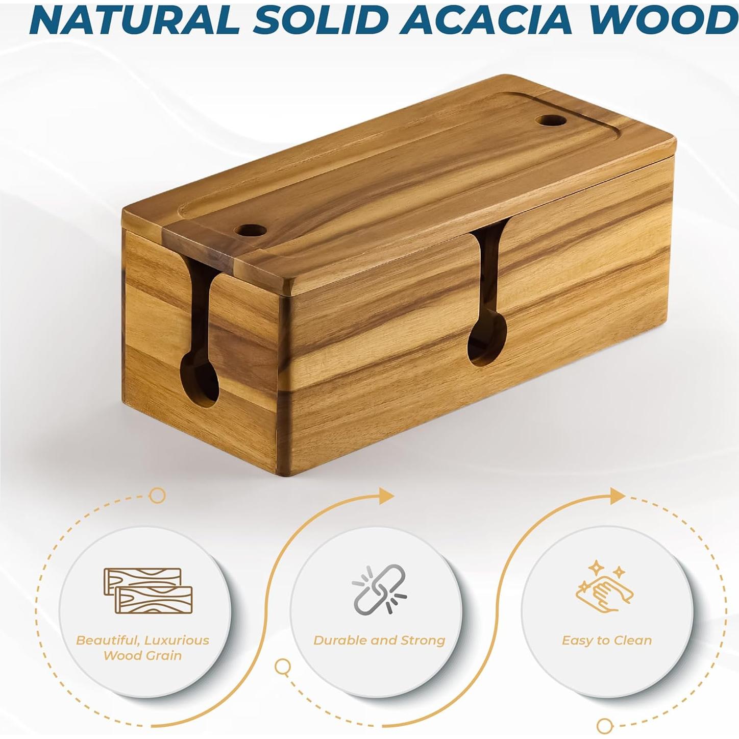 Caja de Gestión de Cables Grande y Mediana BLUEWEST - Madera Acacia
