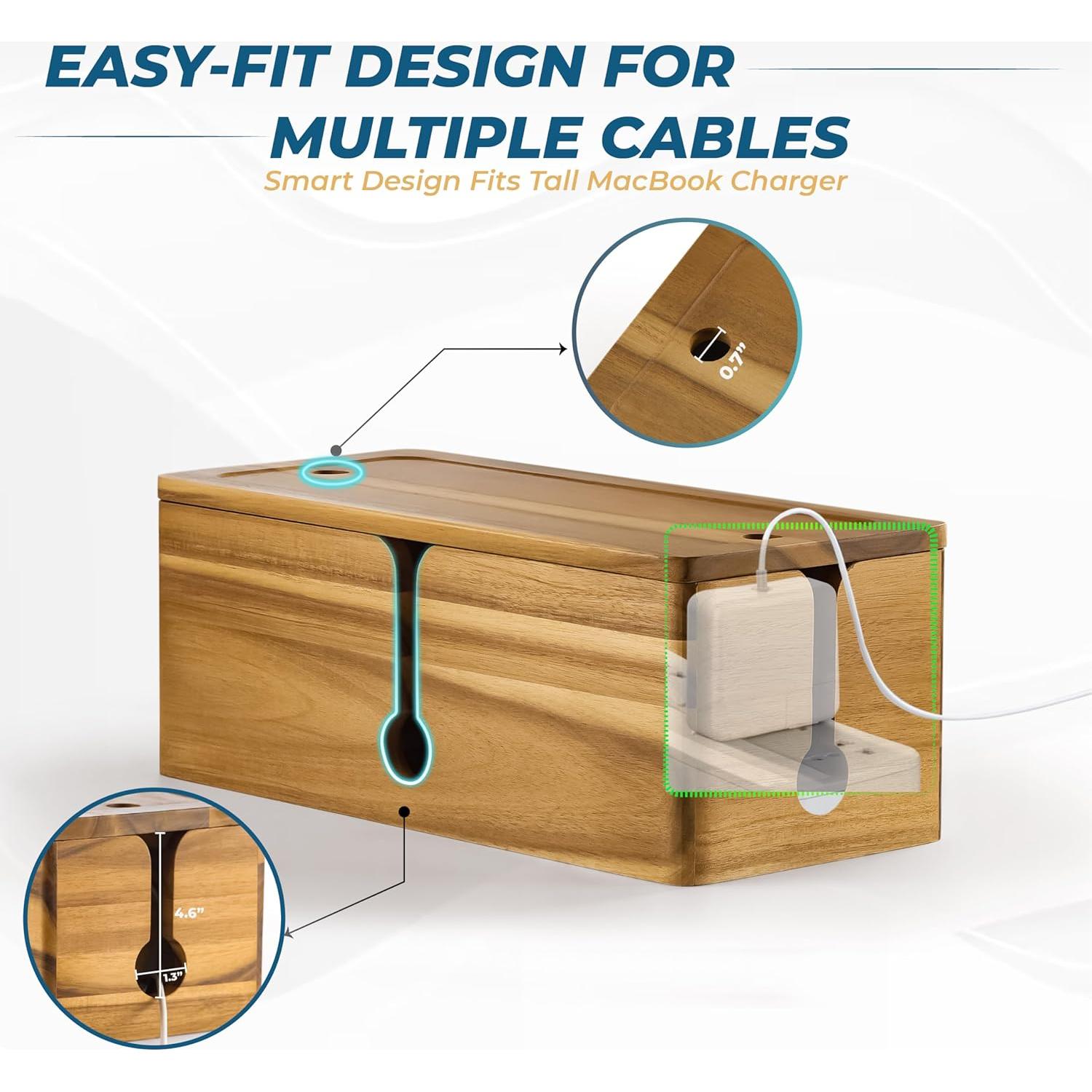 Caja de Gestión de Cables Grande y Mediana BLUEWEST - Madera Acacia