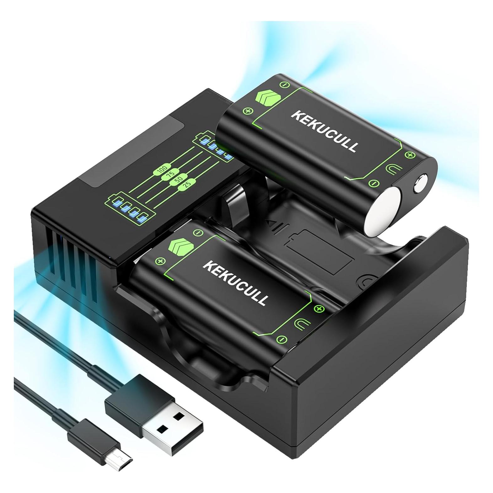Estación de Carga KEKUCULL para Controlador Xbox Series X|S/One, 2 Baterías 2500mAh