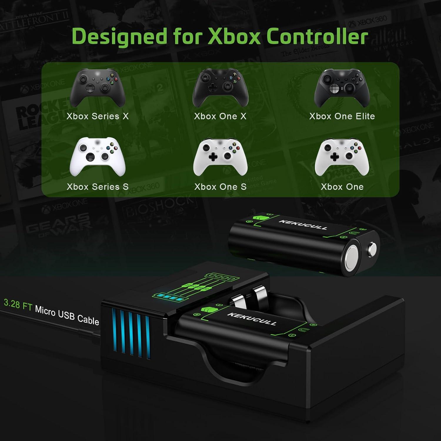 Estación de Carga KEKUCULL para Controlador Xbox Series X|S/One, 2 Baterías 2500mAh