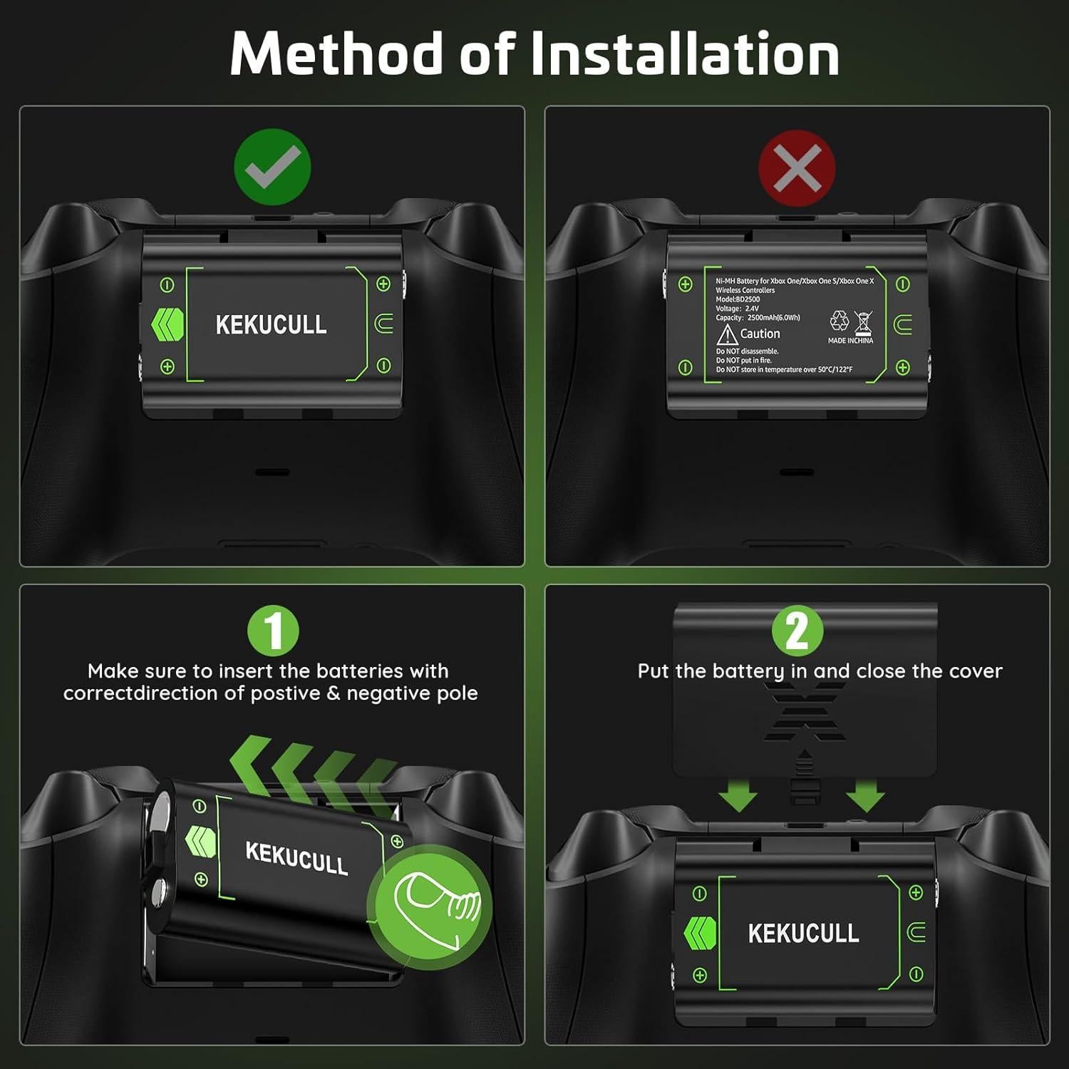 Estación de Carga KEKUCULL para Controlador Xbox Series X|S/One, 2 Baterías 2500mAh