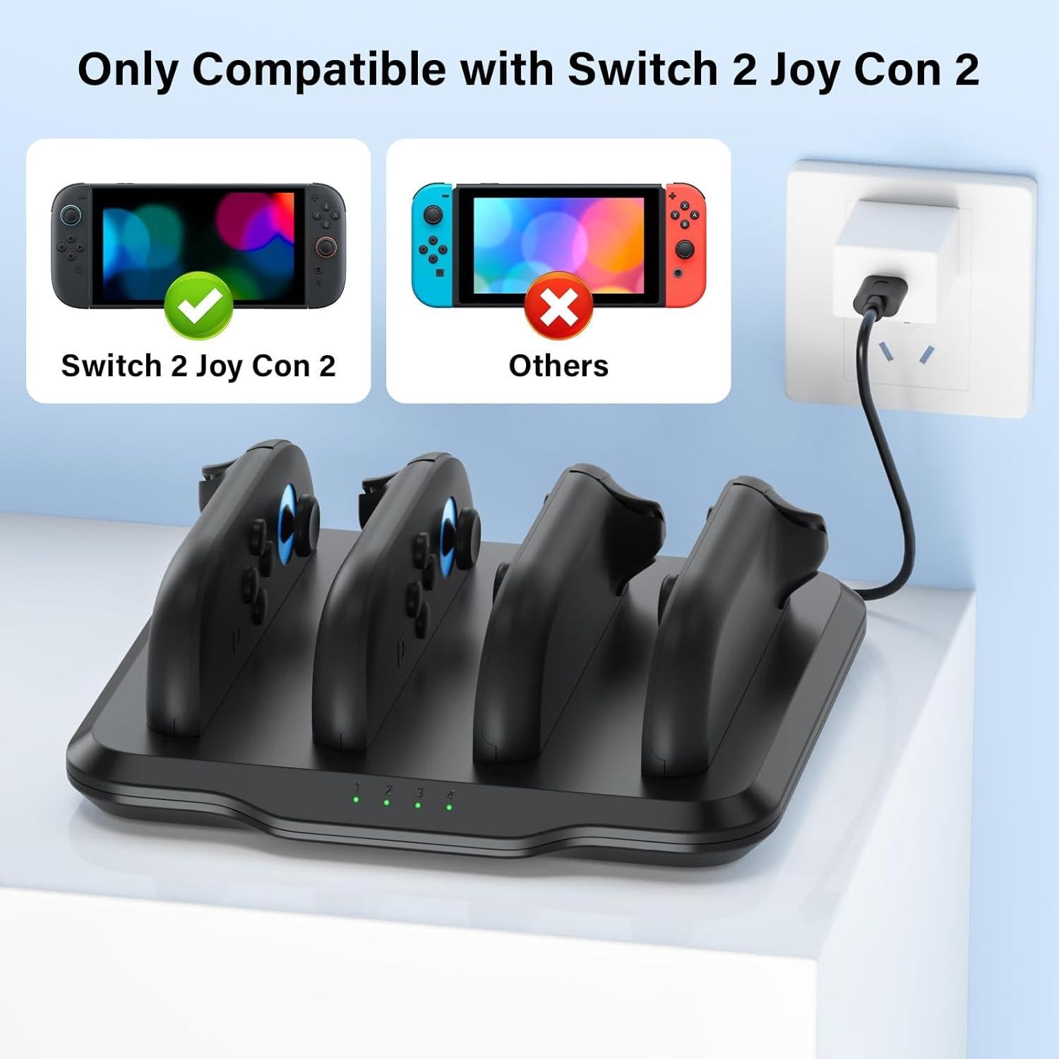 Cargador Dock Joycon Fegliea para Nintendo Switch 2 - Carga Rápida 4 en 1