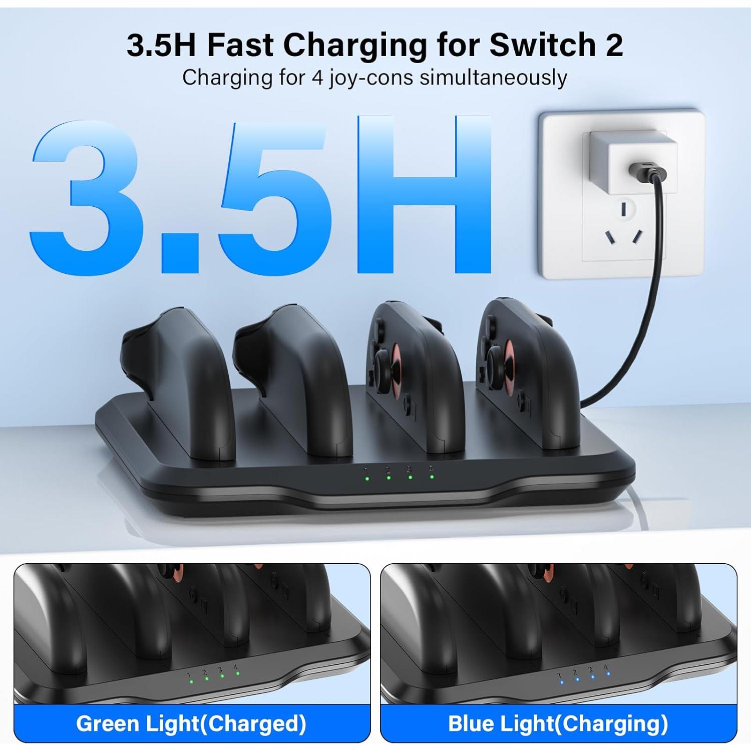 Cargador Dock Joycon Fegliea para Nintendo Switch 2 - Carga Rápida 4 en 1