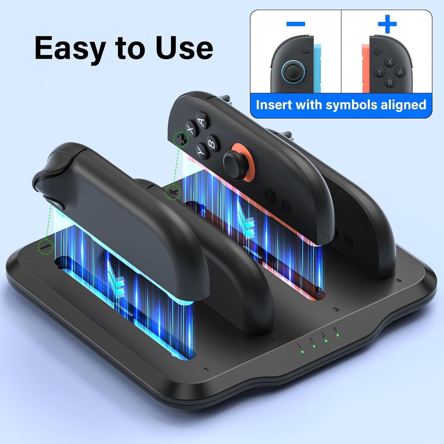 Cargador Dock Joycon Fegliea para Nintendo Switch 2 - Carga Rápida 4 en 1