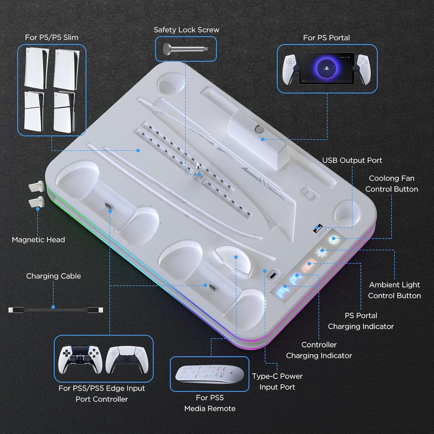 Soporte de Carga y Enfriamiento Vilante para PS5/PS5 Slim/Pro