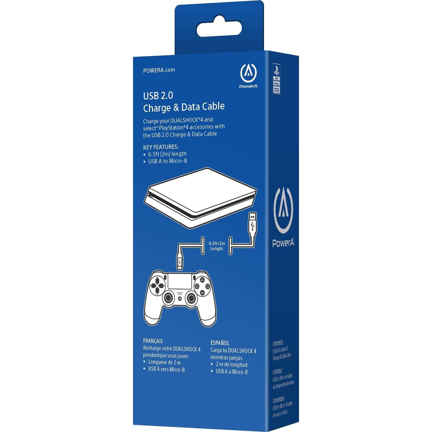 Cable de Carga USB PowerA para PS4 - 1.98m, Alta Velocidad