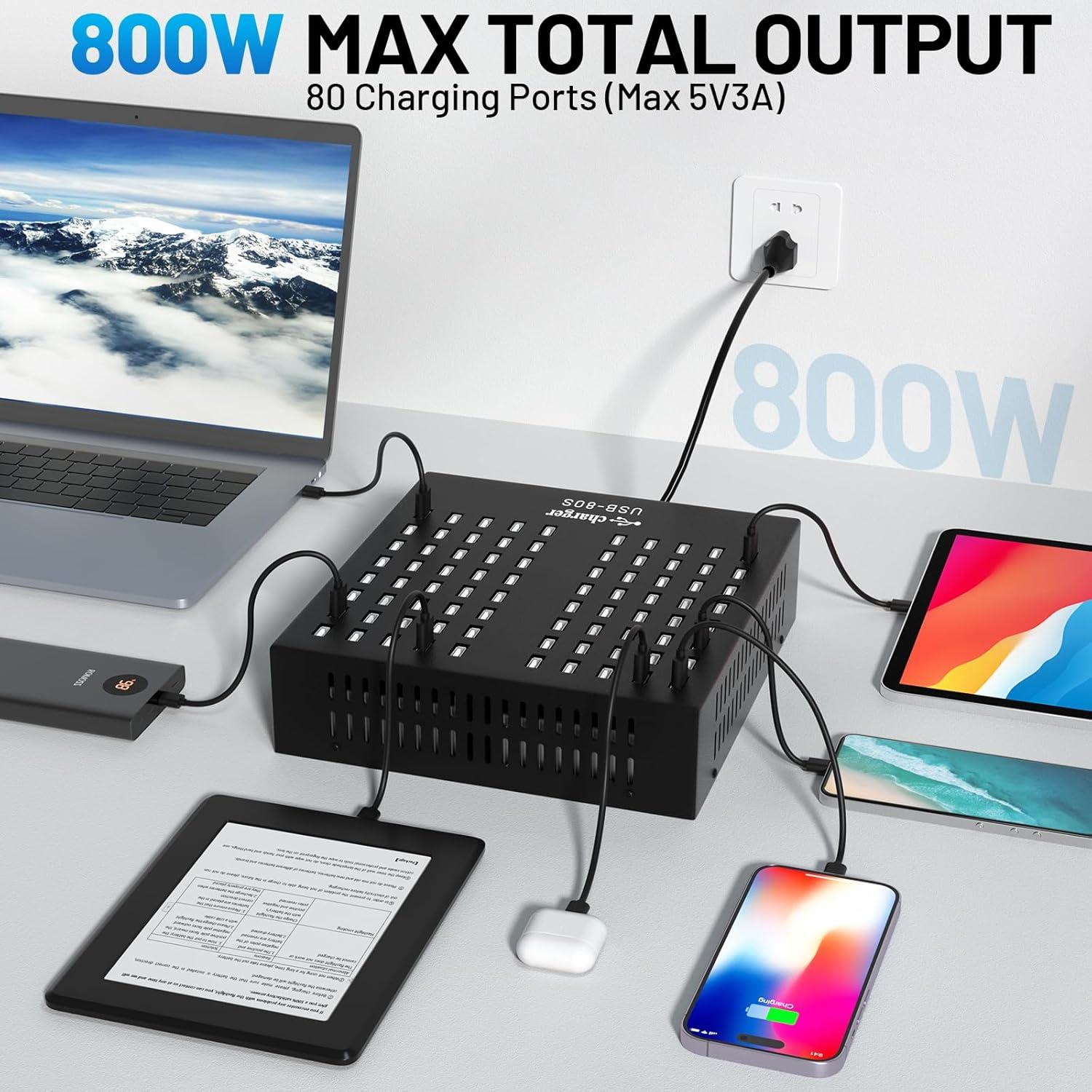 Estación de Carga USB Múltiple MIXILIN 80 Puertos 800W