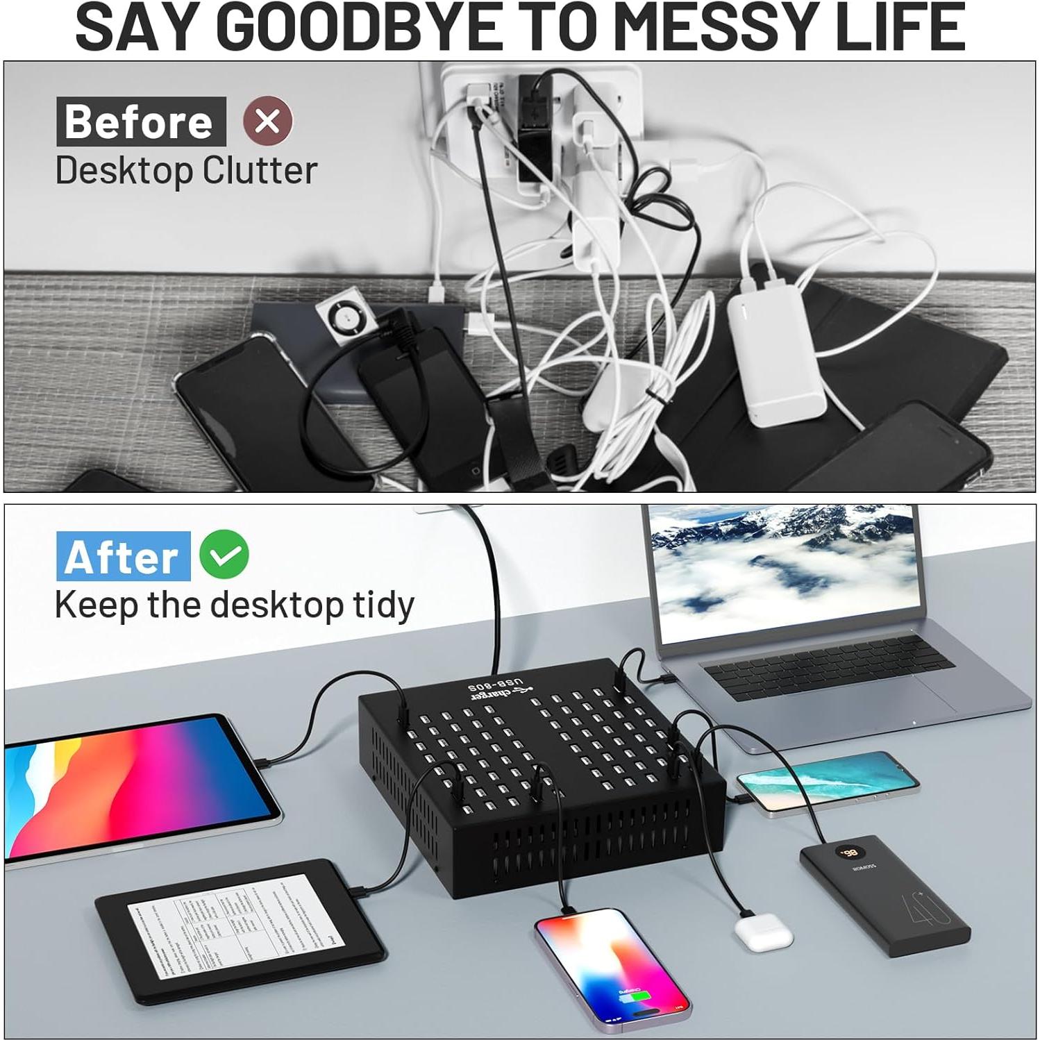 Estación de Carga USB Múltiple MIXILIN 80 Puertos 800W