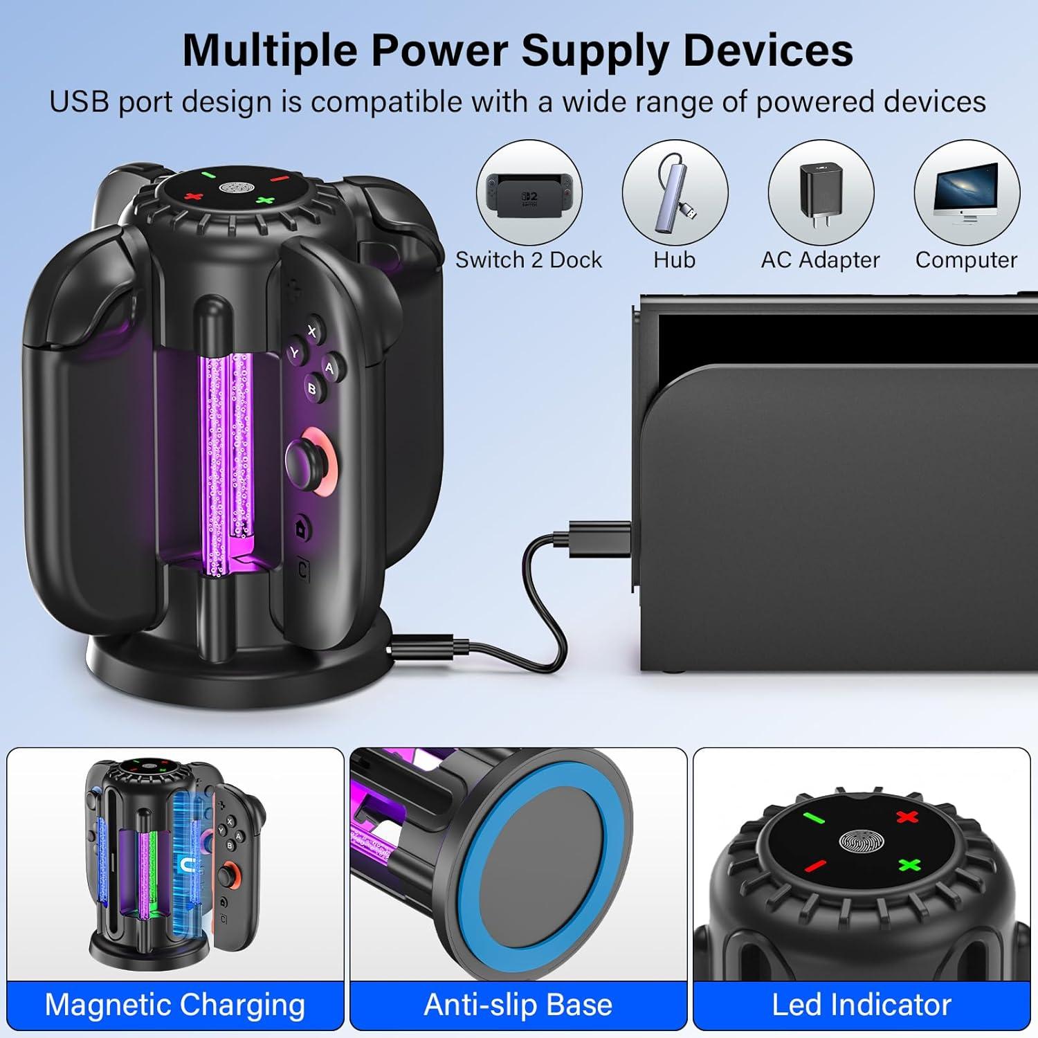 Cargador Rápido Magnético para Joy-Con Nintendo Switch 2