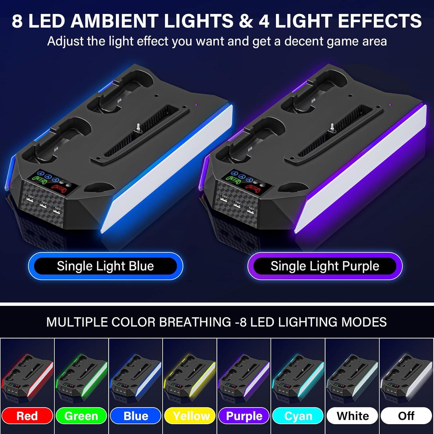 Estación de Enfriamiento y Carga PS5 Slim JAVRUNWOF - Ventilador y 3 USB