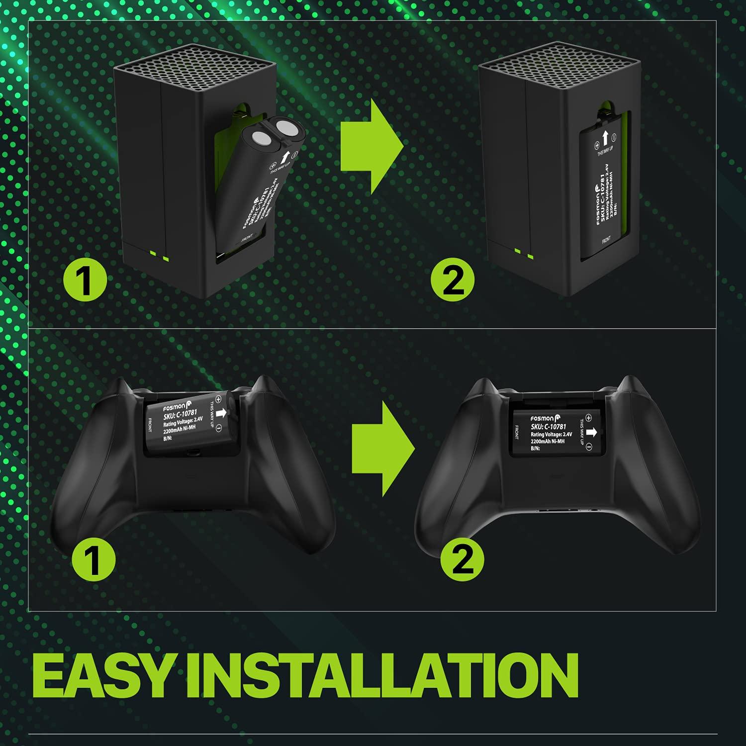 Cargador Rápido Fosmon para Xbox con 2 Baterías 2200mAh