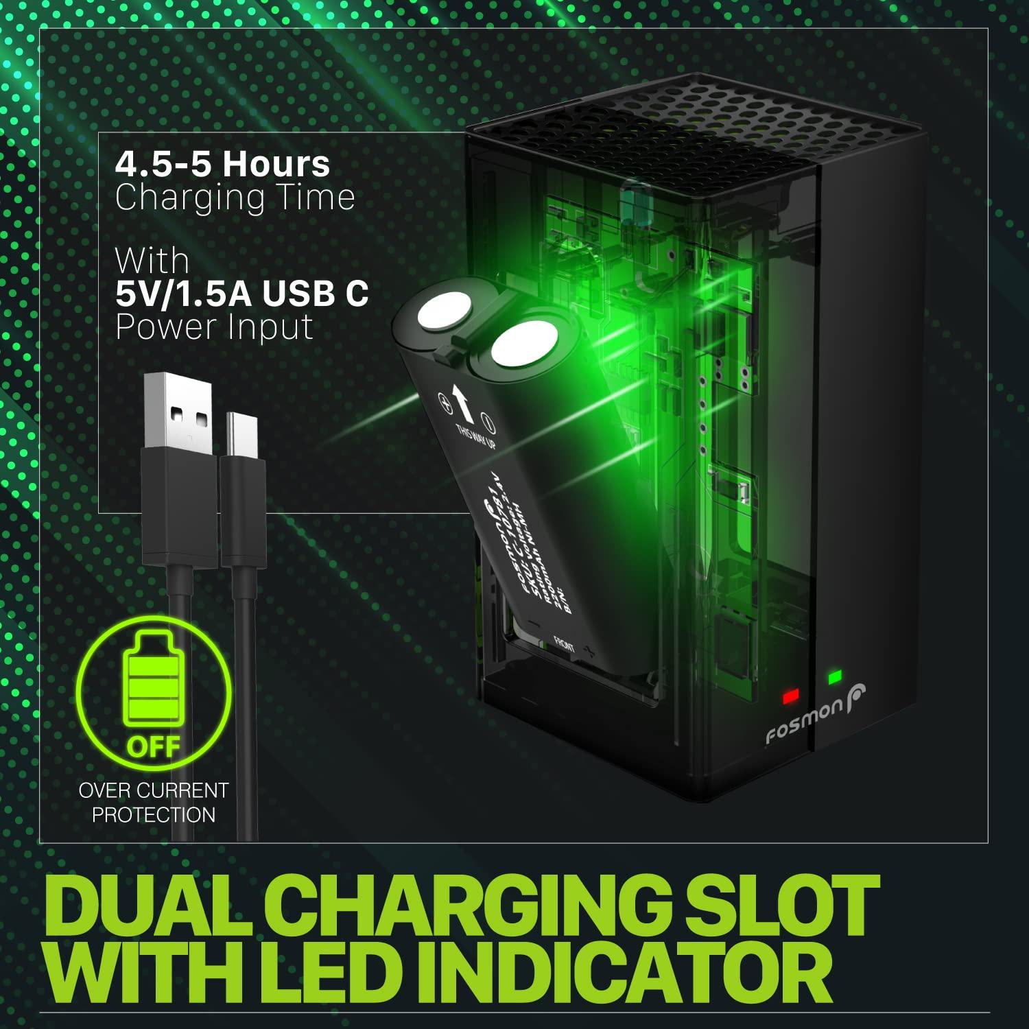 Cargador Rápido Fosmon para Xbox con 2 Baterías 2200mAh