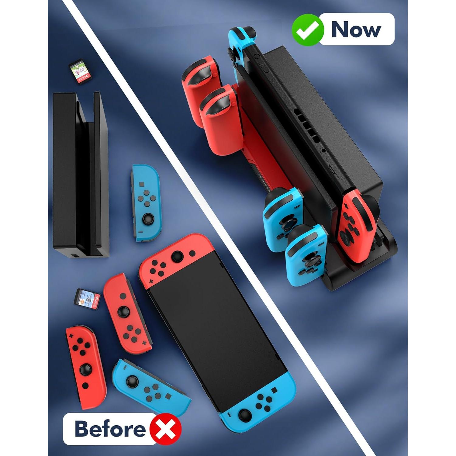 Base de Carga DOBE para Nintendo Switch y OLED - Carga 4 Joy-Con