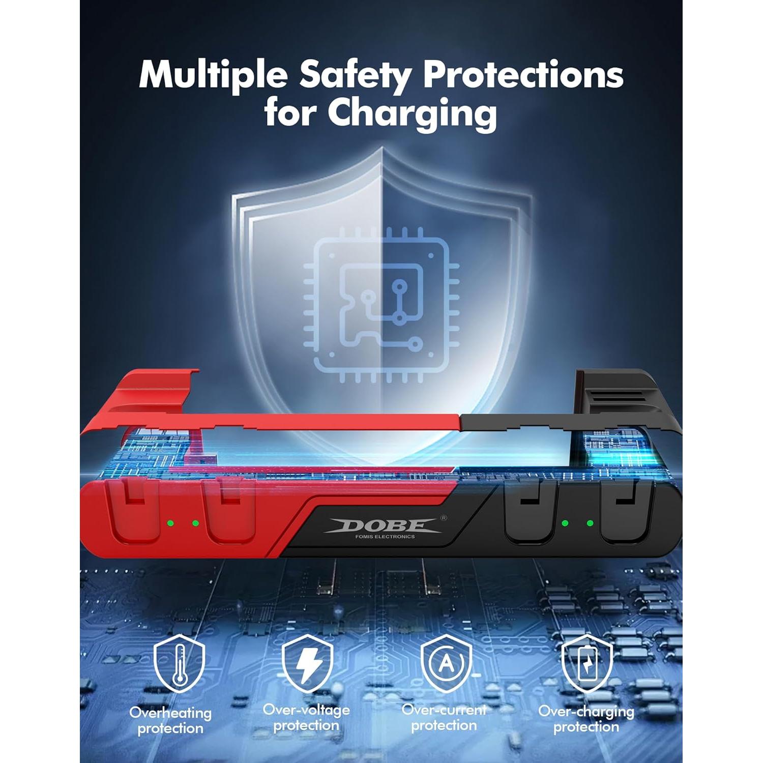 Base de Carga DOBE para Nintendo Switch y OLED - Carga 4 Joy-Con