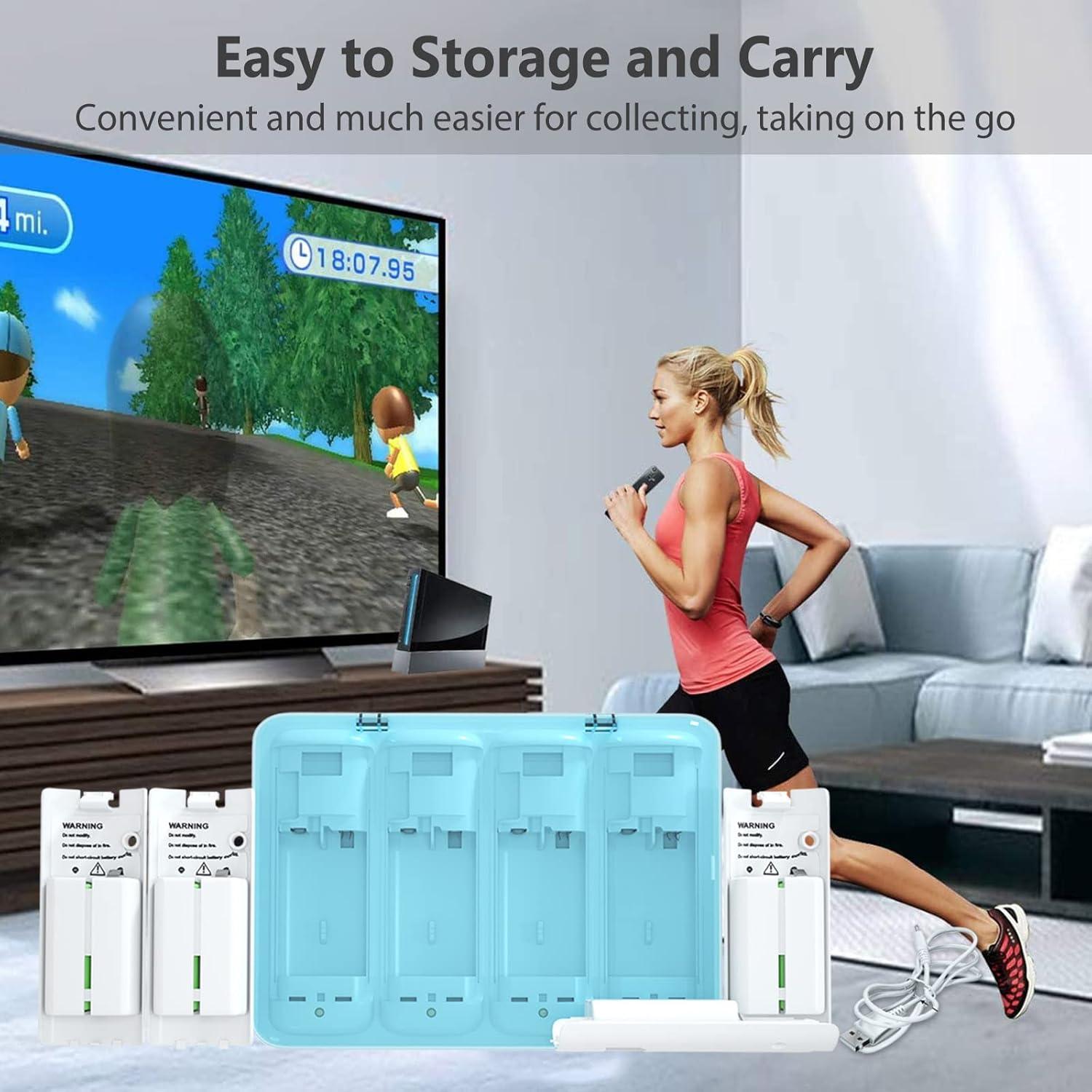 Cargador 4 en 1 NATNO para Controlador Wii y Wii U + 4 Baterías 2800mAh