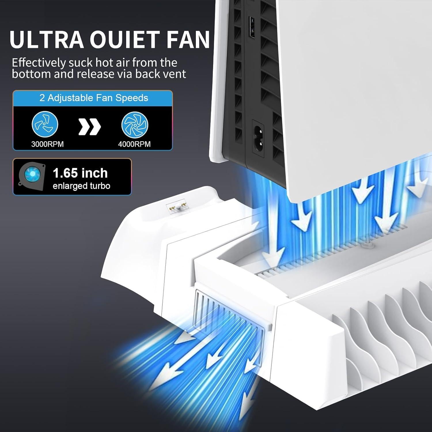 Estación de Enfriamiento y Carga PS5 Fivtek con Ventilador y USB