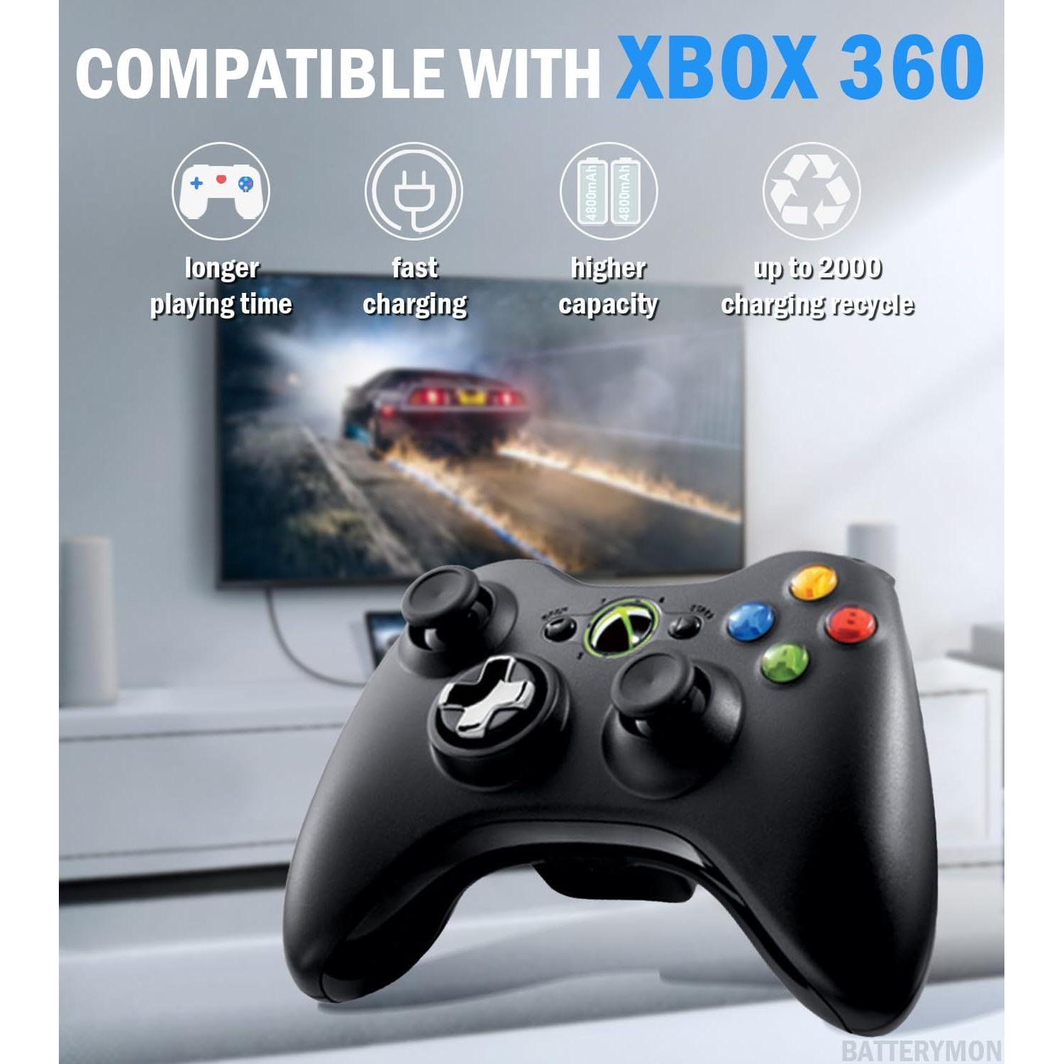 Paquete de 2 Baterías Recargables 4800mAh + Cargador Xbox 360