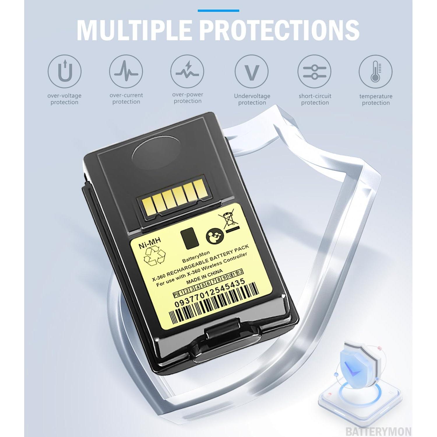 Paquete de 2 Baterías Recargables 4800mAh + Cargador Xbox 360