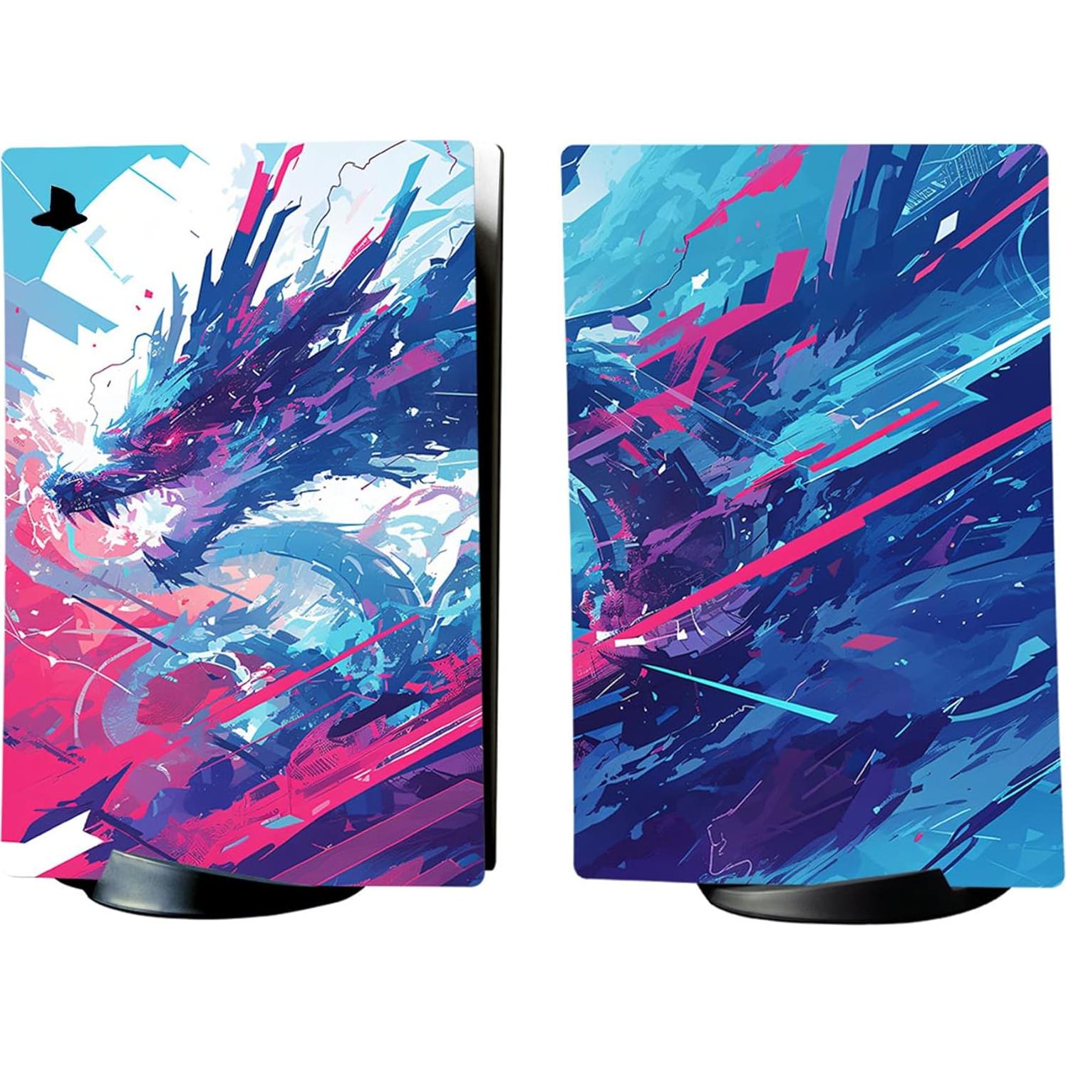 Calcomanías Vinilo PlayVital para PS5 Edición Digital - Dragón Neón