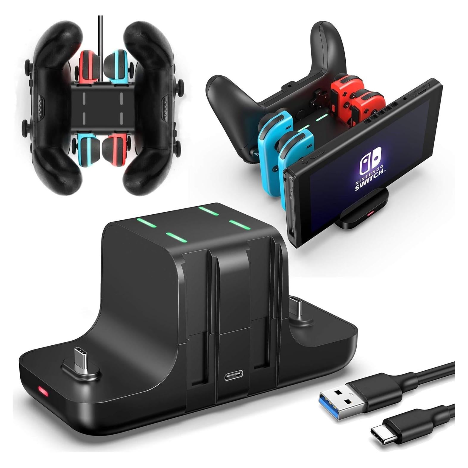 Estación de Carga 6-en-1 FANPL para Nintendo Switch y Joy-Con