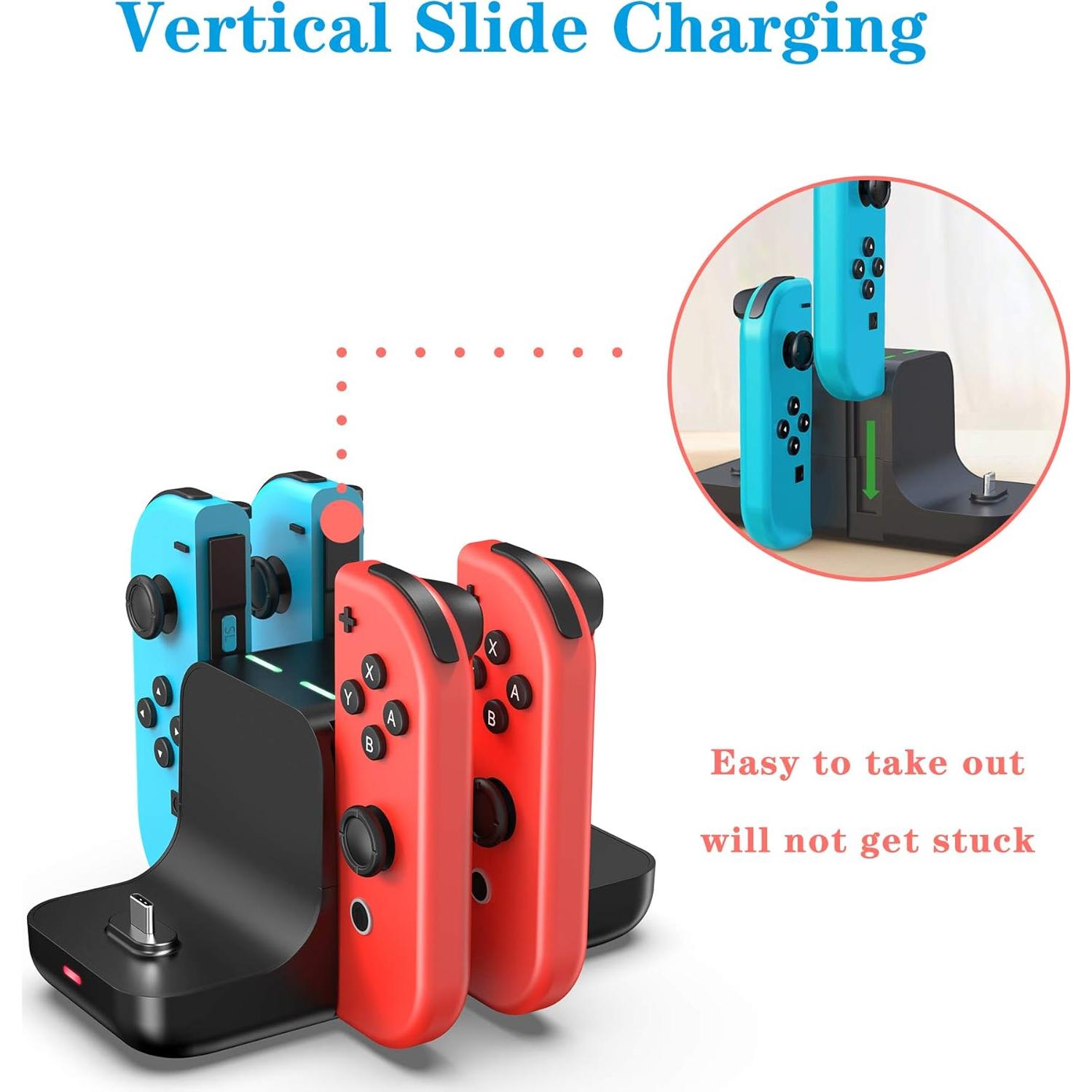 Estación de Carga 6-en-1 FANPL para Nintendo Switch y Joy-Con