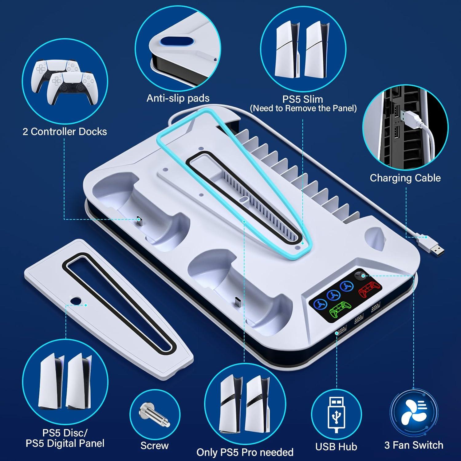 Estación de Enfriamiento y Carga PS5 Kammkonb con Ventilador