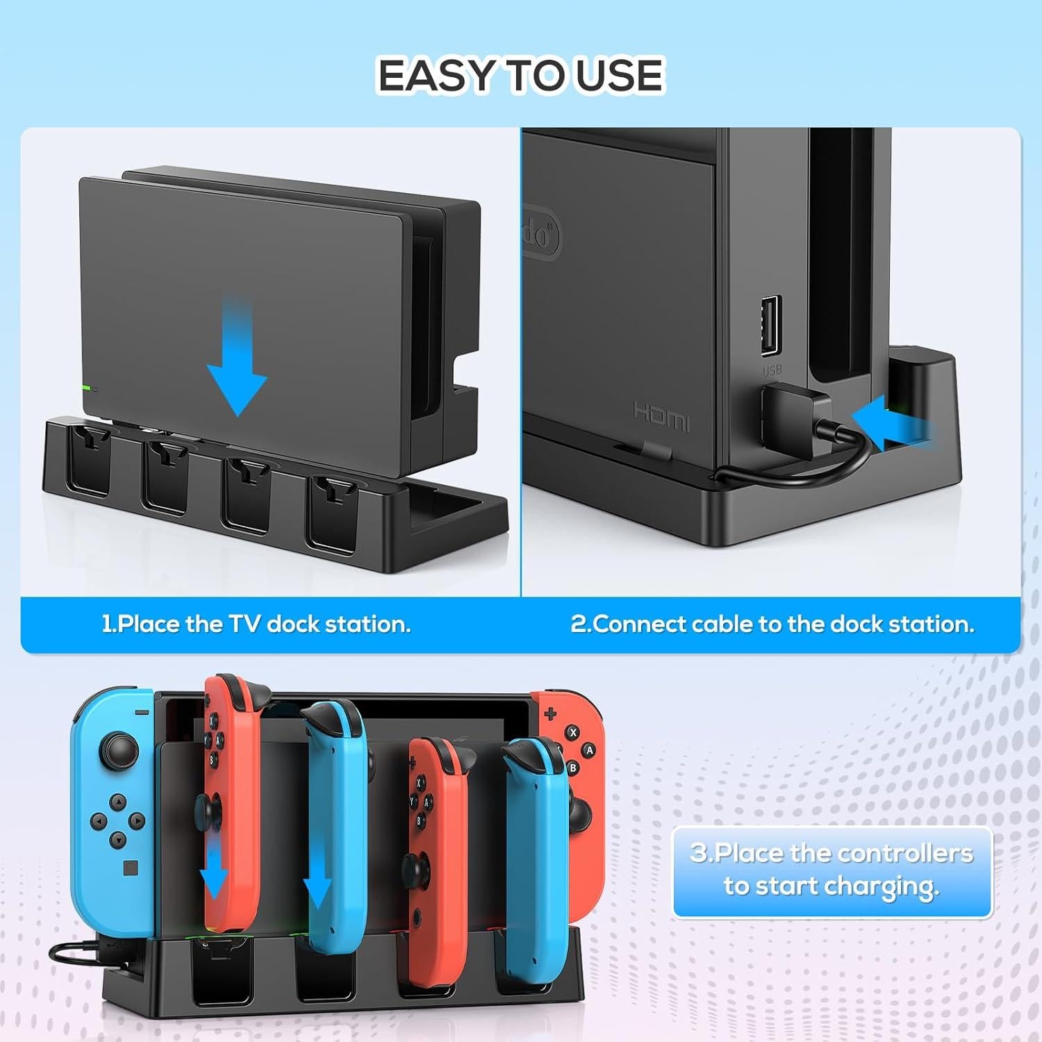 Base de Carga para Joy-Con Nintendo Switch Klipdasse - Carga Simultánea 6 Controladores