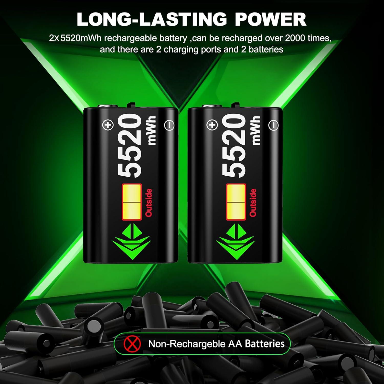 Estación de Carga Doble NealGamefy para Controladores Xbox - 2 Baterías 5520mWh