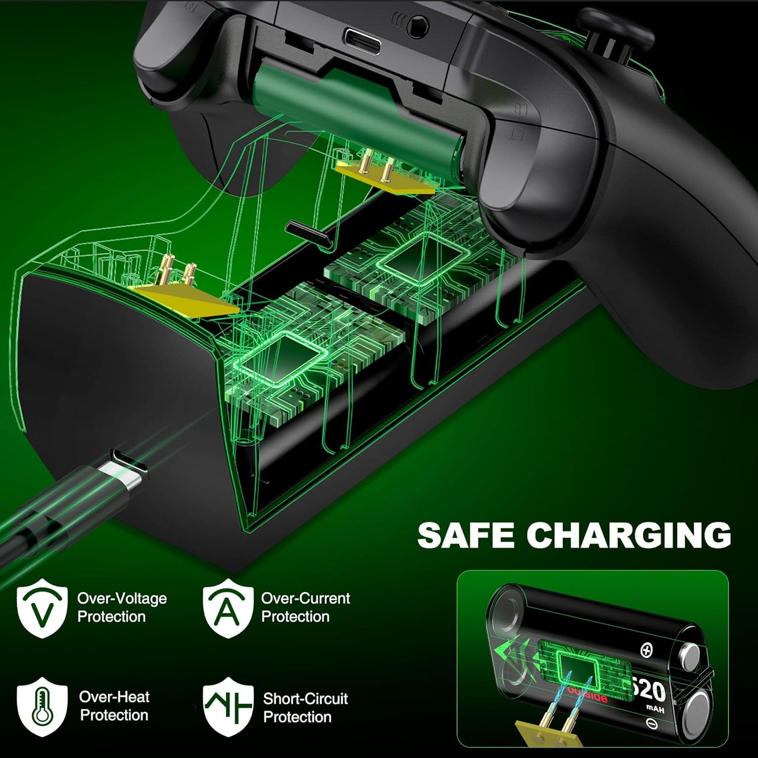 Estación de Carga Doble NealGamefy para Controladores Xbox - 2 Baterías 5520mWh