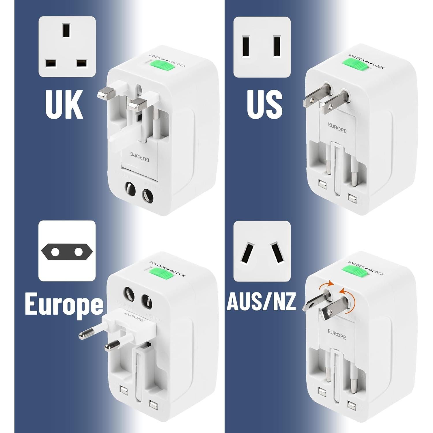 Adaptador Universal Bates para Viajes con Protección Sobretensiones