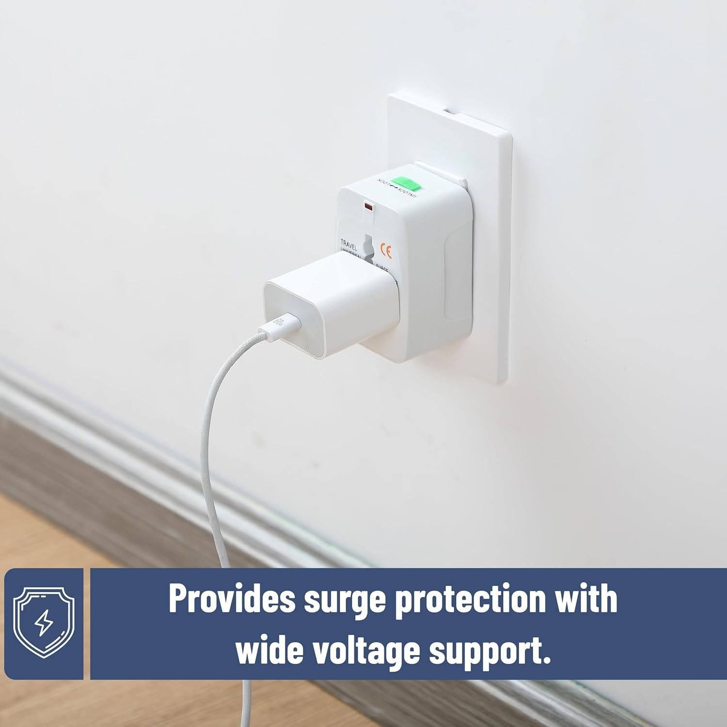 Adaptador Universal Bates para Viajes con Protección Sobretensiones