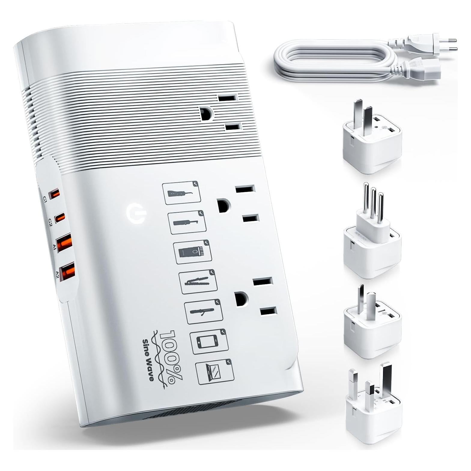 DOACE Adaptador de Viaje Universal 500W 220V a 110V Blanco