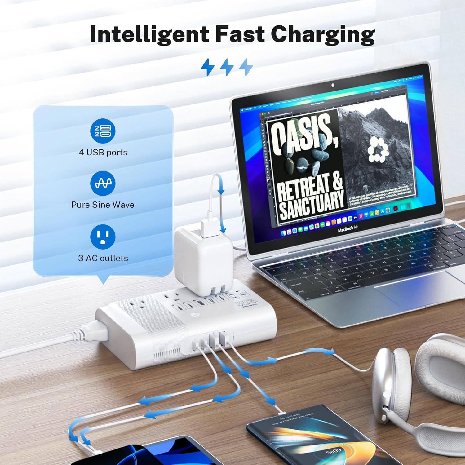 DOACE Adaptador de Viaje Universal 500W 220V a 110V Blanco