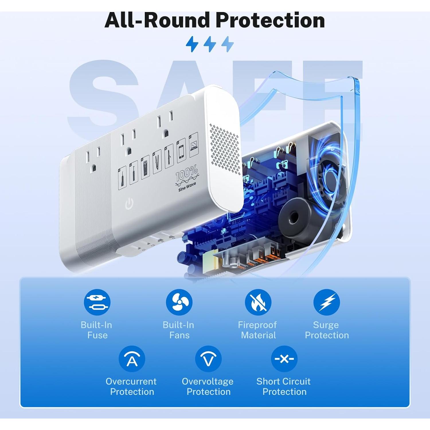 DOACE Adaptador de Viaje Universal 500W 220V a 110V Blanco