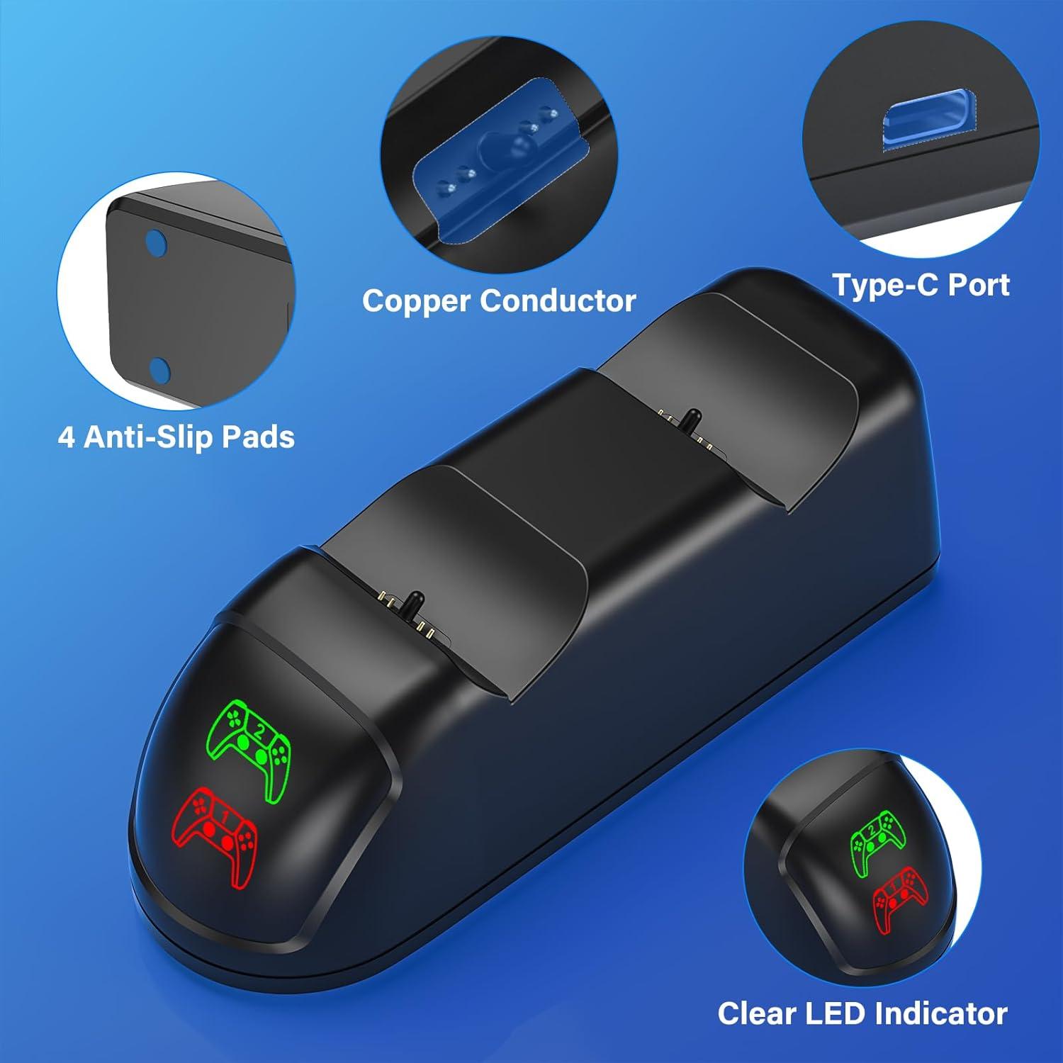 Estación de Carga Rápida para Controladores PS5 Dualsense - Negro