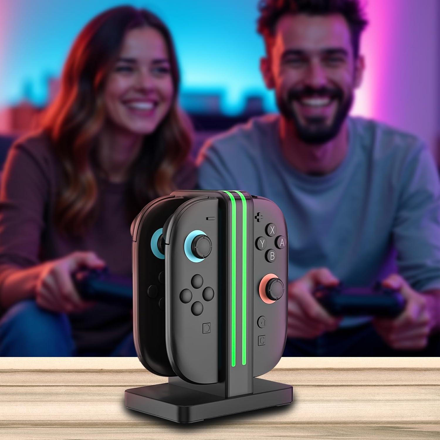 Base de Carga Magnética para 4 Joycons Nintendo Switch 2 - Negro