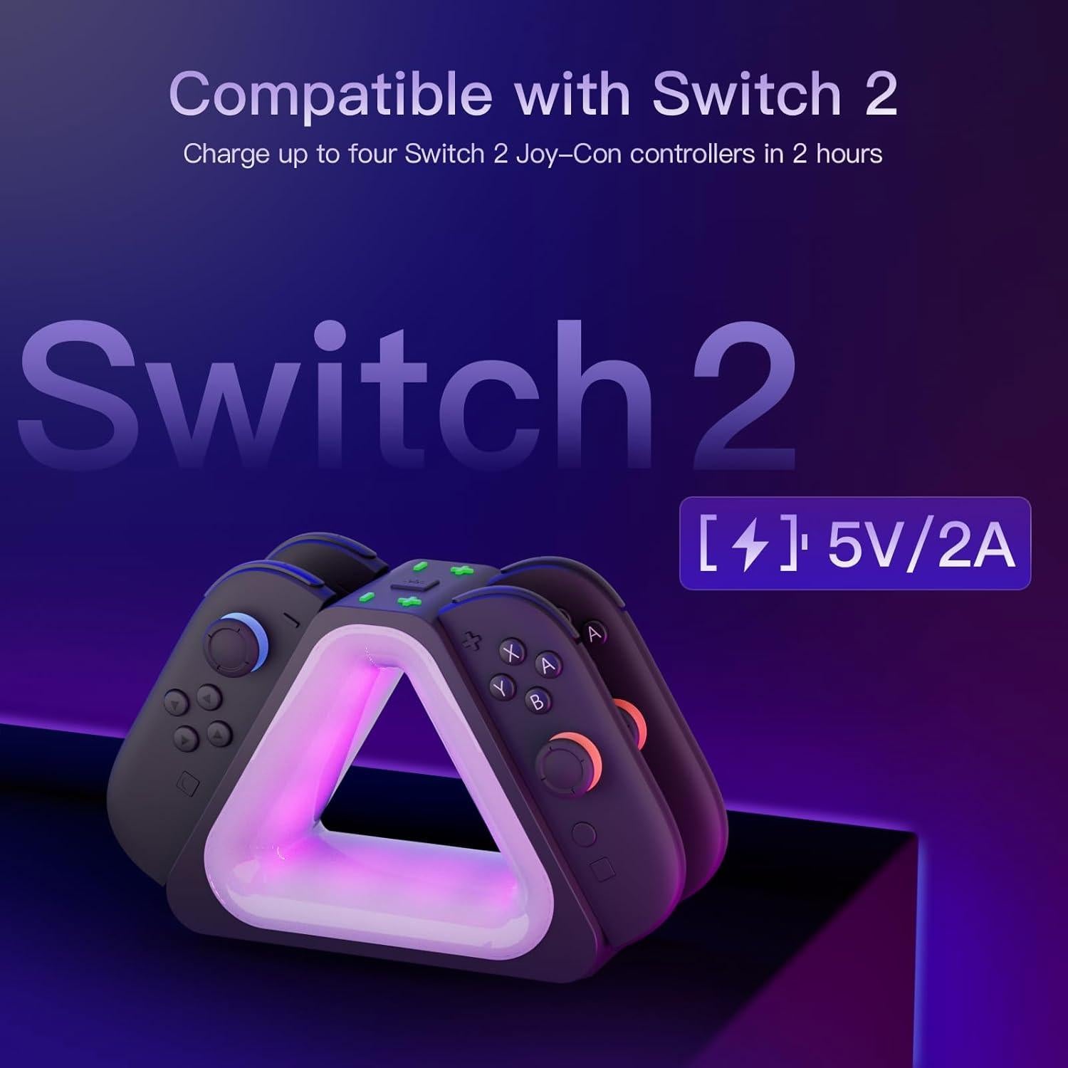 Dock de Carga Rápida Hosanwell para Joy-Con Switch 2 - 4 Controladores