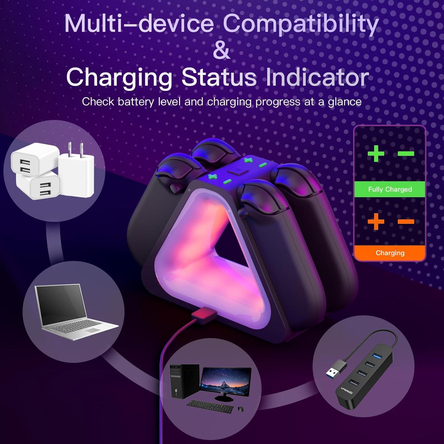 Dock de Carga Rápida Hosanwell para Joy-Con Switch 2 - 4 Controladores